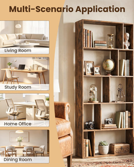 Giantex 6-Tier Bookshelf | 10-Cube Industrial Bookcase w/Open Back (1/2)