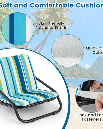 Giantex 2/4-Pack Beach Chairs for Adults, Folding Camping Chairs with Aluminum Frame, Quick-Drying Cotton Cushion