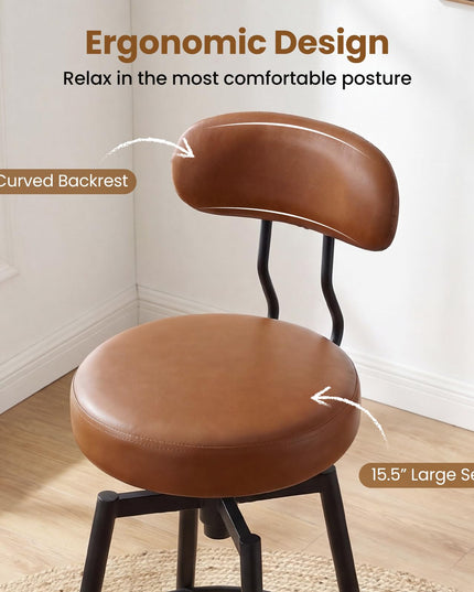 Giantex Swivel Barstools Set w/Upholstered Seat & Back