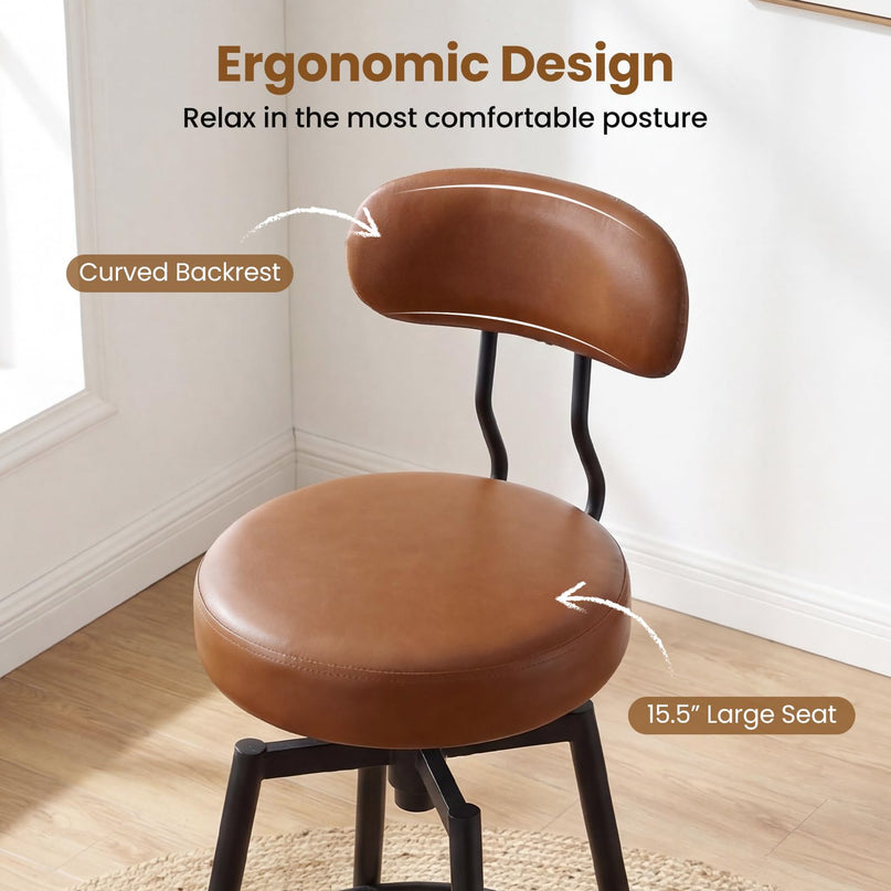 Giantex Swivel Barstools Set w/Upholstered Seat & Back