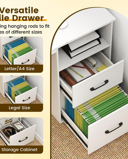 Giantex 48 Inch Computer Desk with Power Outlets & File Drawer