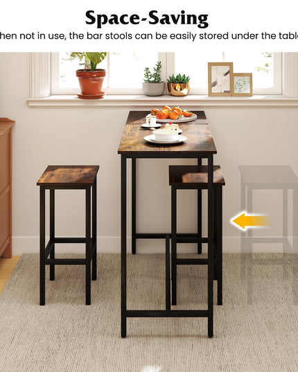 Giantex Dining Table Set 47.5" Rectangular Pub Table with 2 Stools