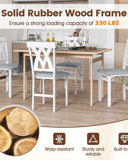 Giantex Folding Dining Chairs Set with PVC Leather for Home Small Space