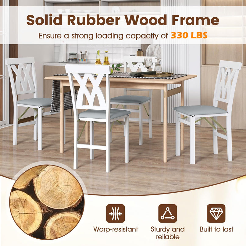 Giantex Folding Dining Chairs Set with PVC Leather for Home Small Space