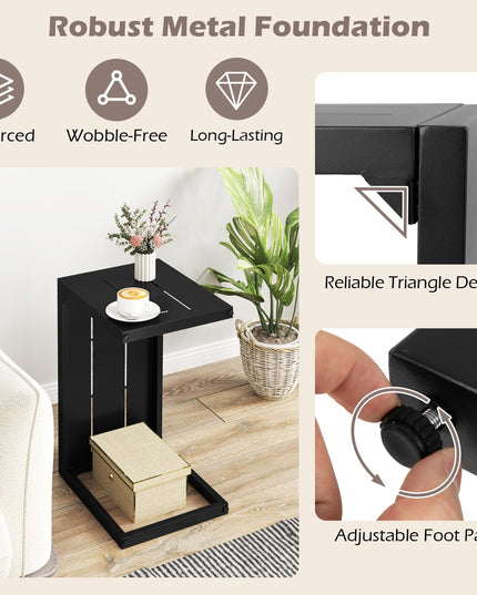 Giantex C-Shaped End Table with Adjustable Foot Pads