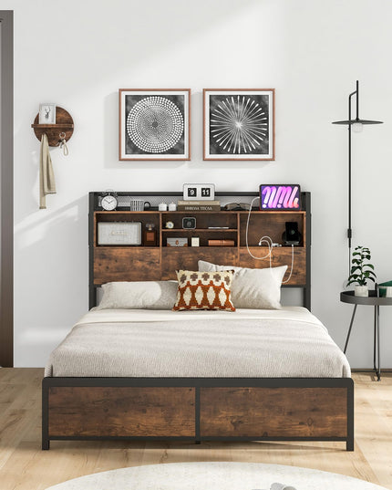 Giantex Bed Frame with Storage Headboard