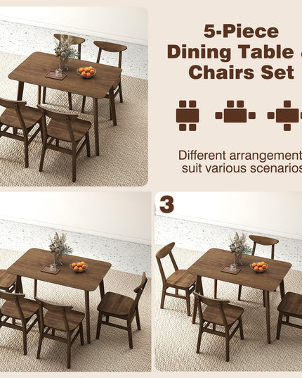 Giantex 5-Piece Dining Table Set for 4 Mid-Century Modern Kitchen Table and Chairs Set