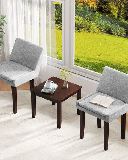 Modern Upholstered Armless Chair with Square Wood End Table