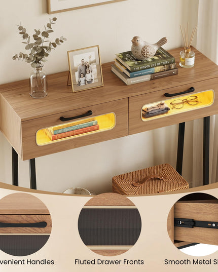 Giantex Console Table with LED Lights for Living Room Hallway Entrance