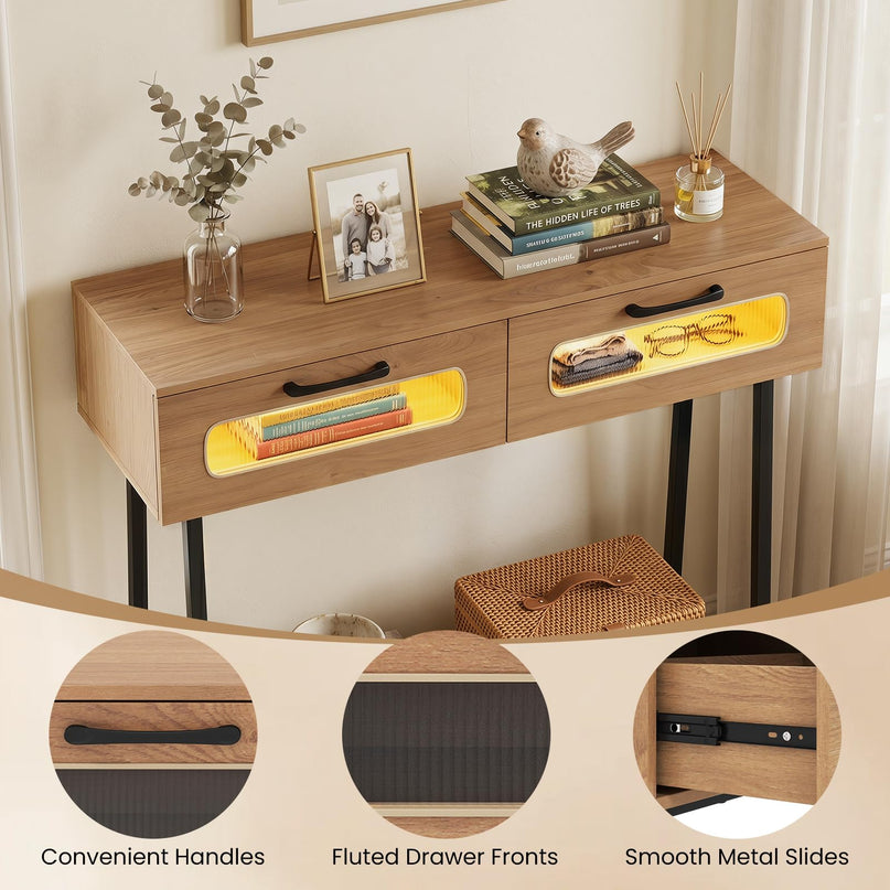 Giantex Console Table with LED Lights for Living Room Hallway Entrance