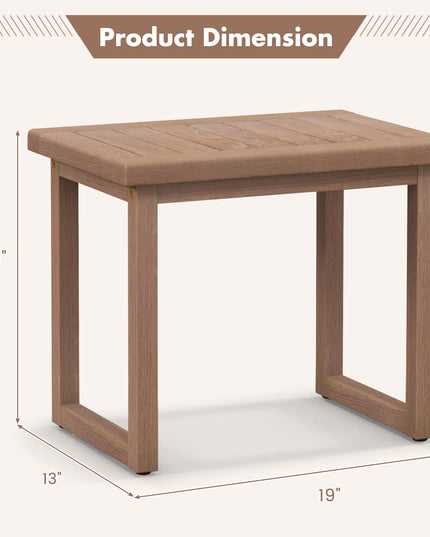 Giantex Teak Shower Bench for Inside Shower, 19" Waterproof Teak Shower Stool with Non-Slip Foot Pads