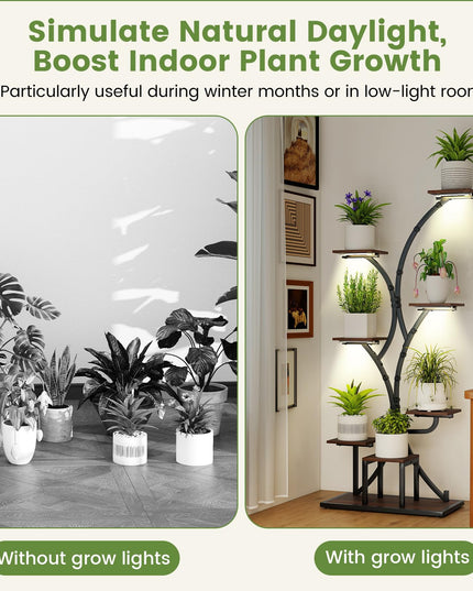 Giantex Plant Stand Indoor with Grow Lights 8-Tier 58" Tall Corner Metal Plant Shelf