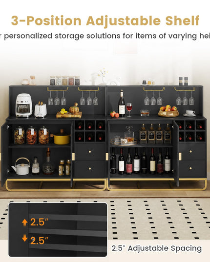 GIANTEX Home Bar Cabinet w/Wine Rack