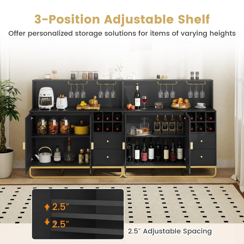 GIANTEX Home Bar Cabinet w/Wine Rack