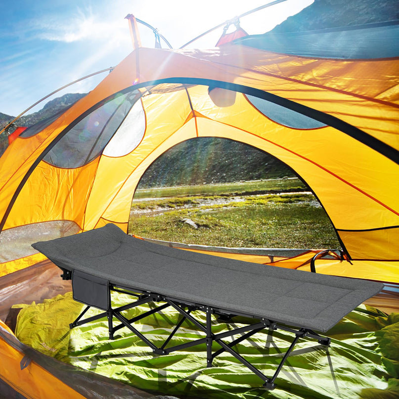 Giantex Folding Camping Cot for Adults - Sleeping Cot Bed with Carry Bag, Cushion & Headrest, 10 Foots