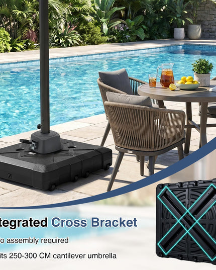 Giantex Rolling Cantilever Umbrella Base | 348 lbs Fillable Offset Patio Umbrella Holder