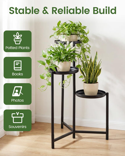 Giantex 3-Tier Metal Plant Stand Indoor Outdoor | Tall Corner Flower Pot Holder Display Rack