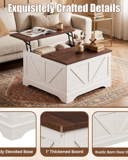 Giantex 31.5" Square Farmhouse Lift Top Coffee Table with Storage
