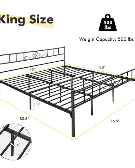 Mattress Foundation w/Heavy Duty Steel Slat Support, No Box Spring Needed