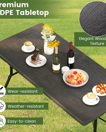 Giantex 5 FT Folding Table, HDPE Foldable Dining Table for 6