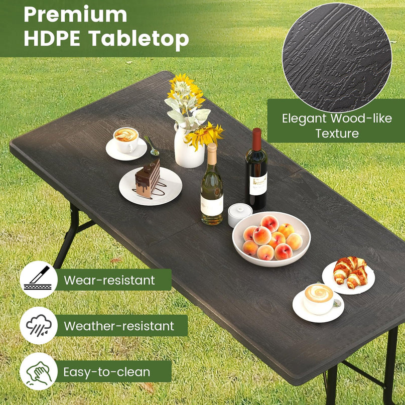Giantex 5 FT Folding Table, HDPE Foldable Dining Table for 6