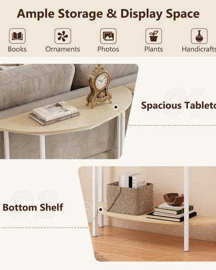 Giantex Half Moon Console Table | 40" Narrow Entryway Table with Storage Shelf