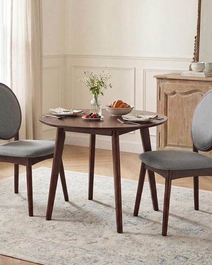 Chaises de salle à manger Giantex en tissu de lin rembourré avec siège rembourré et dossier rond (2/4)