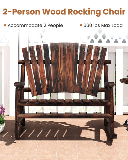 Giantex 1/2 Pcs Outdoor Wooden Rocking Bench（51”x38”x46”）