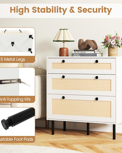 Giantex 3 Drawer Dresser for Bedroom with Anti-toppling Device