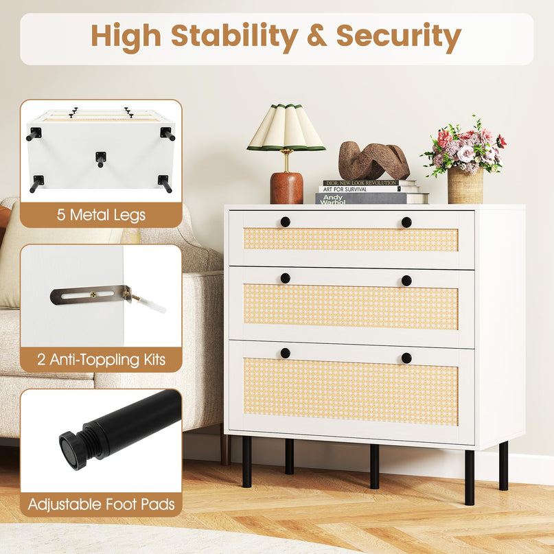 Giantex 3 Drawer Dresser for Bedroom with Anti-toppling Device