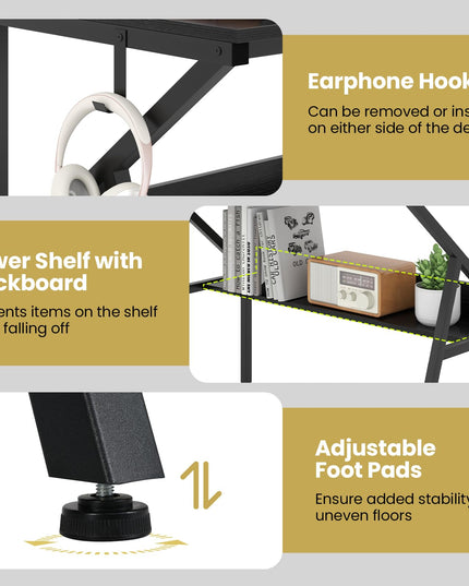 Giantex Compact Computer Desk for Small Spaces with Monitor Stand
