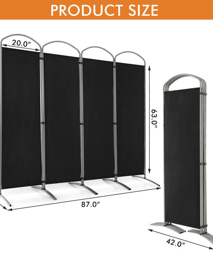 Giantex 6.2Ft Folding 4 Panel Room Divider Black