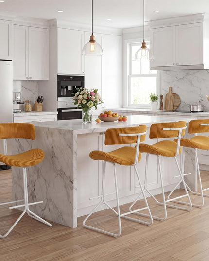 Giantex 25" Fabric Upholstered Armless Counter Height Chairs with Metal Legs & Footrest (2/4)