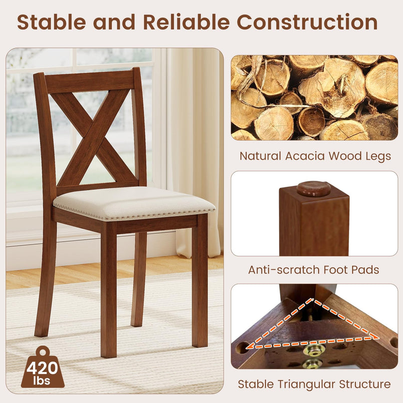 Giantex Wooden Dining Chairs Set of 2/4 for Living Room