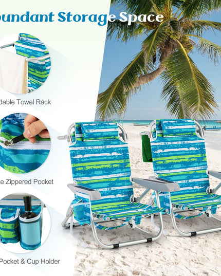 Giantex Backpack Beach Chair - Foldable Camping Chair with 5 Adjustable Position