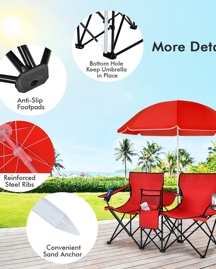 Giantex Camping Chairs Double Folding Chair with Canopy