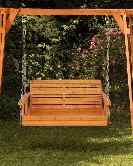 Giantex Wooden Porch Swing 2 Seat - Outdoor Swinging Chairs