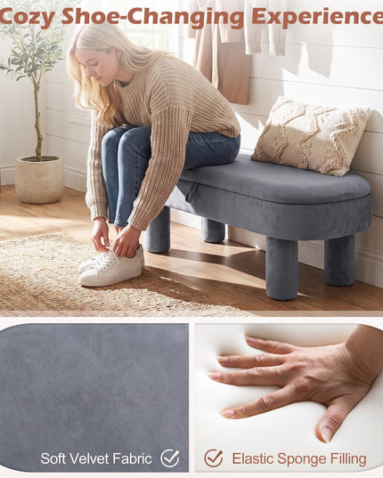 GIANTEX 41" Oval Ottoman with Storage and Upholstered Seat