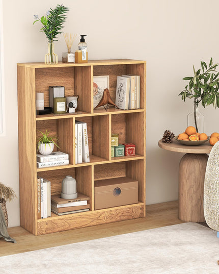 Giantex 7 Cube Bookcase 4-Tier Freestanding Bookshelf w/ 7 Open Compartments