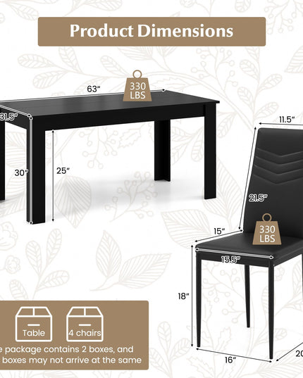 Giantex Dining Table Set for 4 or 8, Modern Rectangular Kitchen Table Set w/ PVC Leather Dining Chairs