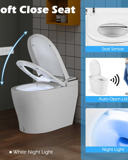 Giantex Smart Toilet with Bidet Built In, Bidet Toilet with Heat, Dryer, Night Light, Auto Open/Close