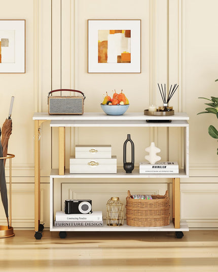 Giantex 360° Free Rotating Sofa Side Table Modern L Shaped Desk