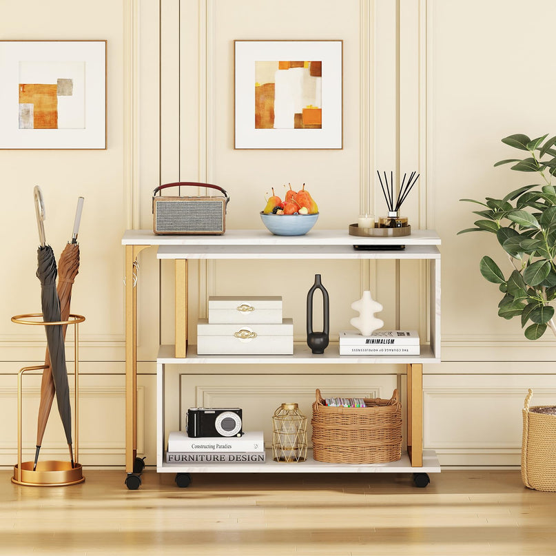 Giantex 360° Free Rotating Sofa Side Table Modern L Shaped Desk