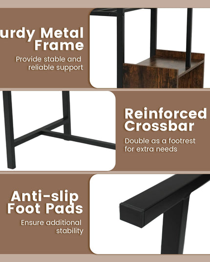 Giantex Rectangular Bar Table with Charging Station and LED Light
