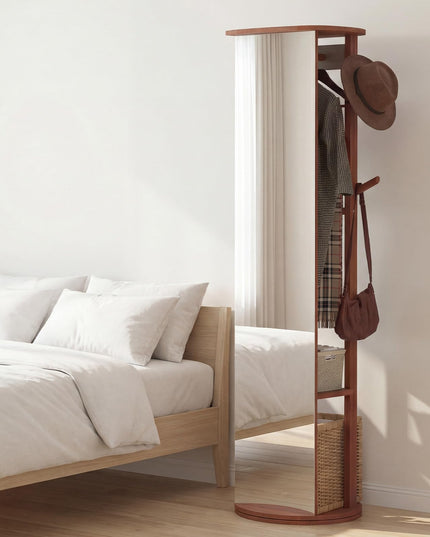 Miroir sur pied en bois Giantex 66" avec 2 tringles à vêtements pour chambre à coucher