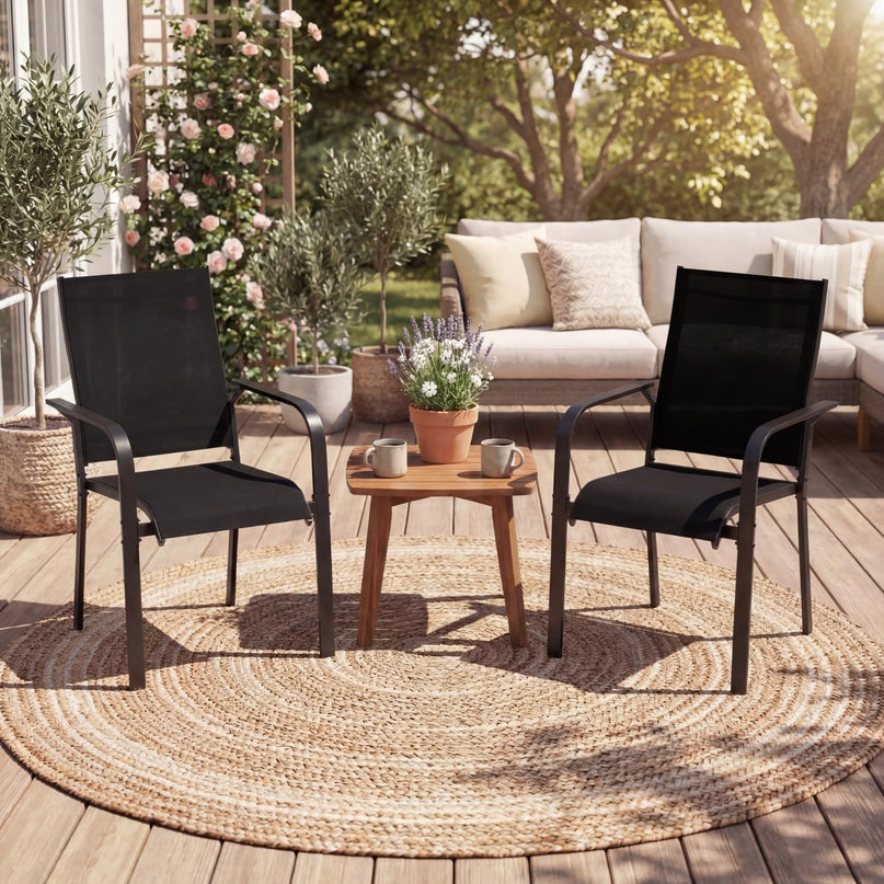 Giantex Patio Chairs Set of 2/4/6 Stackable Outdoor Dining Chairs
