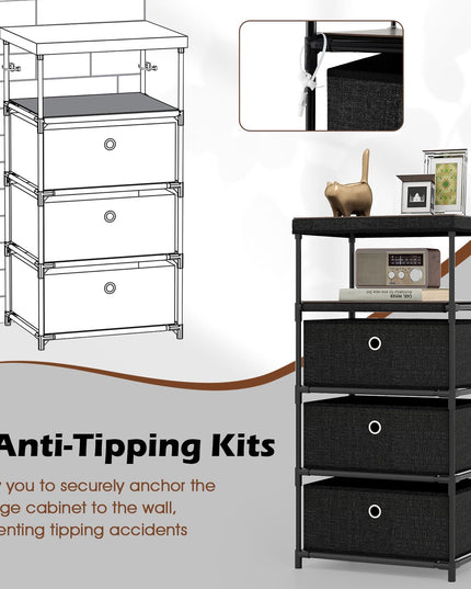 Giantex 3-Drawer Storage Cabinet Slim Storage Organizer