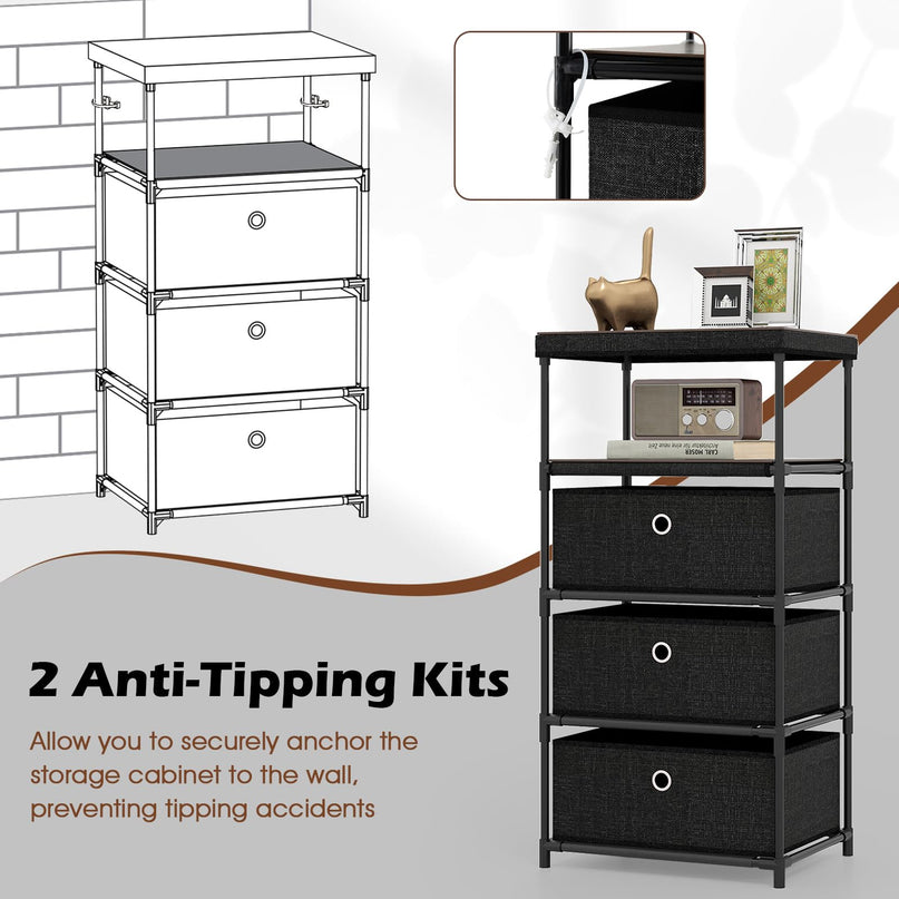 Giantex 3-Drawer Storage Cabinet Slim Storage Organizer