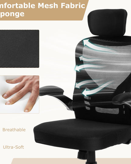 Giantex Ergonomic Mesh Office Chair, Home Office Desk Chair with Adjustable Headrest and Lumbar Support