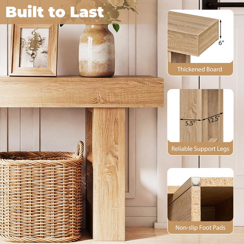 Giantex 63" Farmhouse Console Table Wooden Narrow Entryway Table